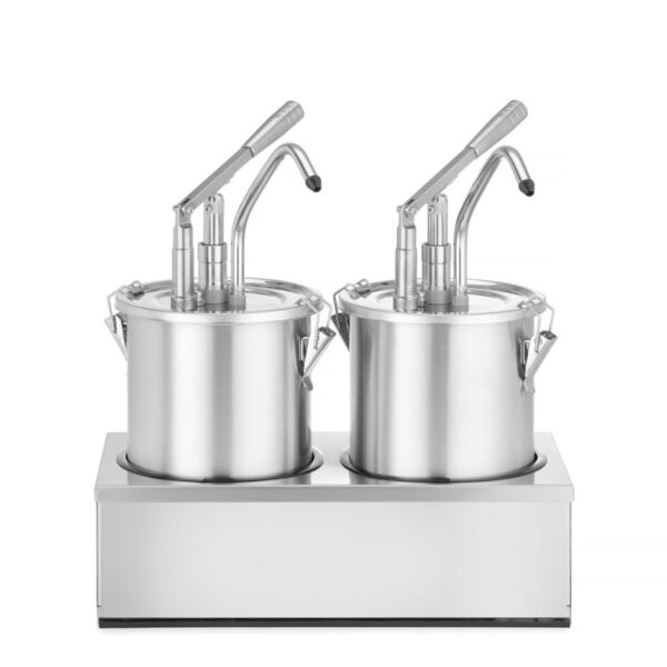 Set: 2 x Stainless steel sauce container with dispenser