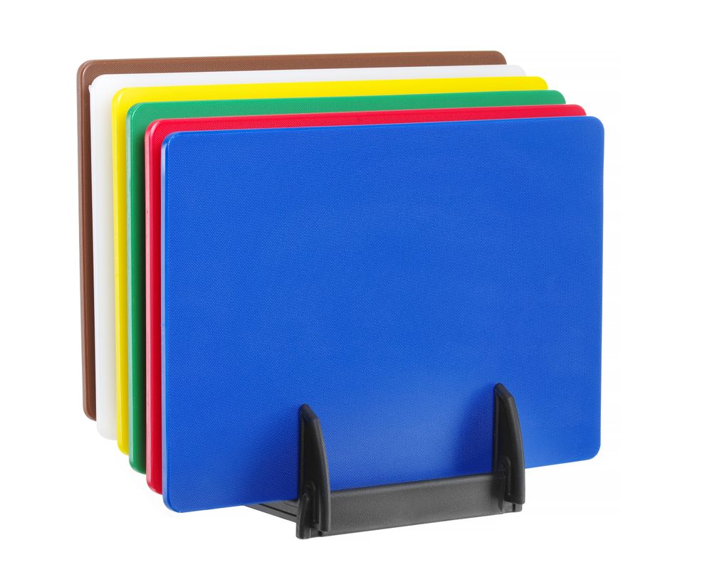 Set of 6 cutting boards HACCP with rack