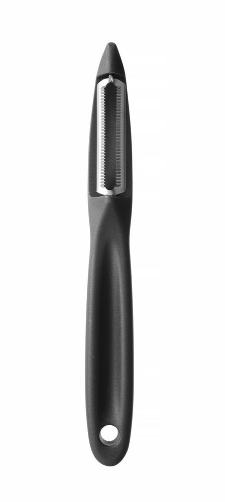 Universal peeler with serrated blade