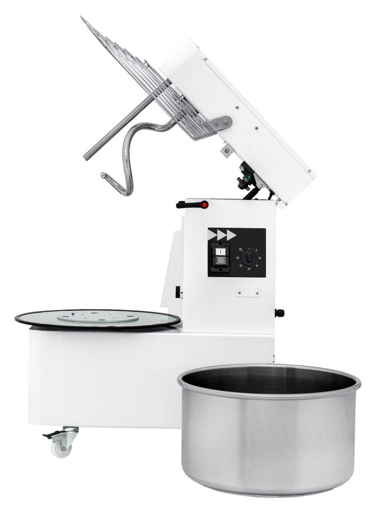 Spiral mixer with rising head and removable bowl