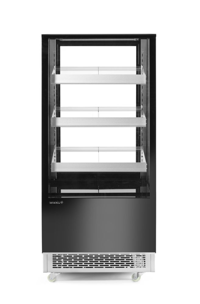 Refrigerated display cabinets with 3 slanted shelves