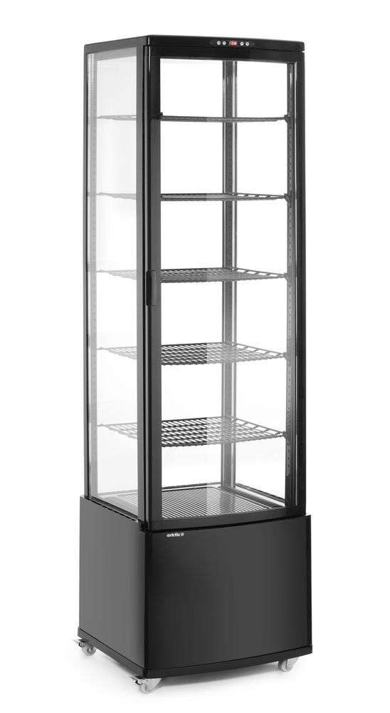 Koelvitrinekast | 280L-191cm(h) | zwart-RVS | Wielen | Arktic 23329