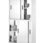 Pass-through cupboard with partition and sliding doors – bolted