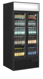 TEFCOLD Zwarte 2-deurs displaykoeler met canopy - FSC891H Black - Afbeelding 2