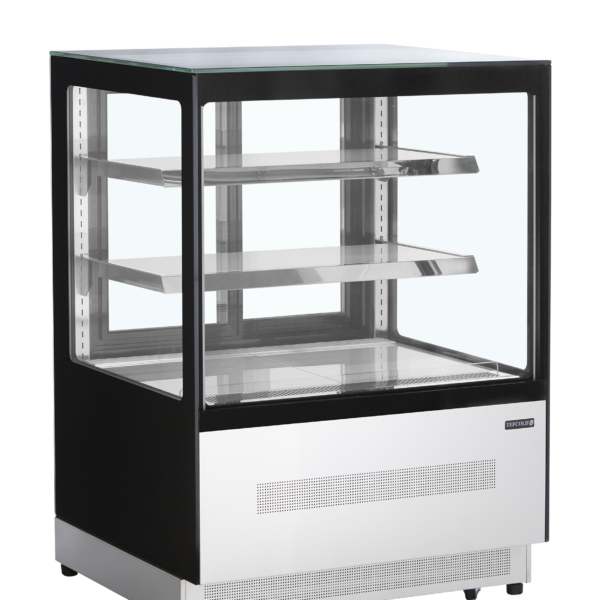 TEFCOLD Koelvitrinecounter met plat glazen front en bovenblad LPD900F/BLACK