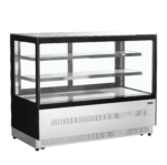 TEFCOLD Koelvitrinecounter met plat glazen front en bovenblad - LPD1500F/BLACK