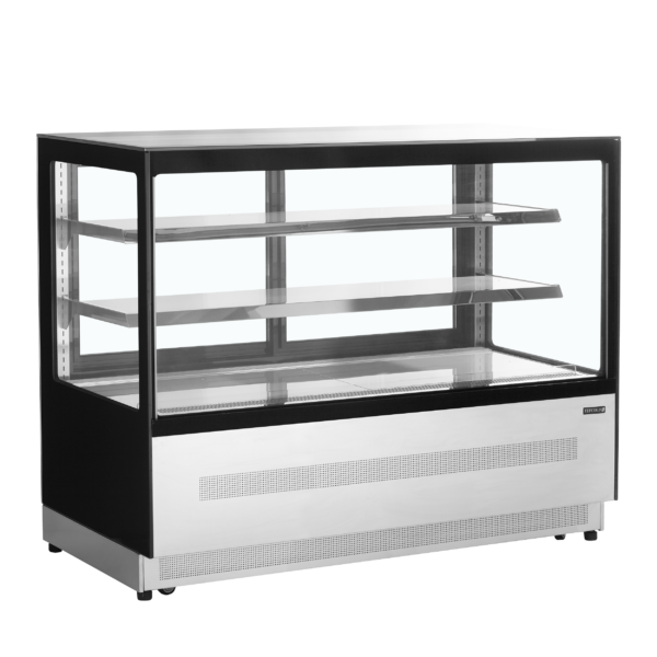 TEFCOLD Koelvitrinecounter met plat glazen front en bovenblad LPD1500F/BLACK