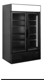 TEFCOLD Zwarte 2-deurs displaykoeler met kap - FSC1200H BLACK