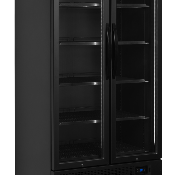 TEFCOLD Zwarte 2-deurs displaykoeler met schuifdeuren FS890H BLACK