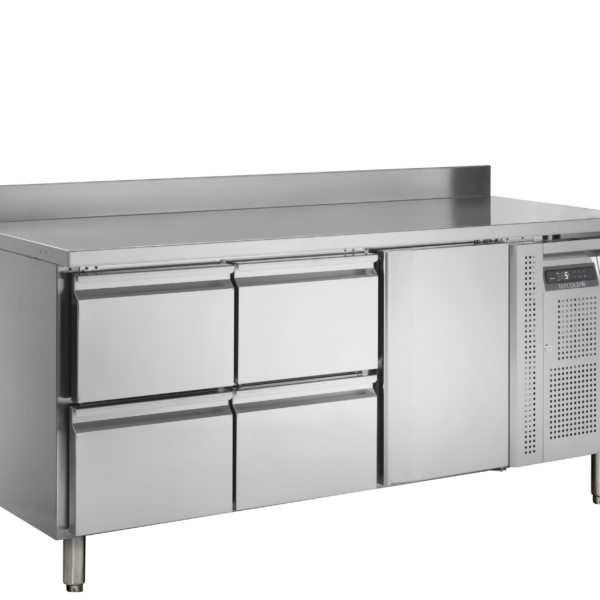 TEFCOLD Koelwerkbank in roestrvij staal met GN1/1-lades en roosters CK7340