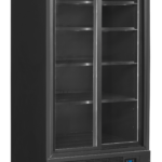 TEFCOLD Zwarte 2-deurs displaykoeler met canopy - FSC891S Black