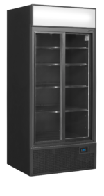 TEFCOLD Zwarte 2-deurs displaykoeler met canopy - FSC891S Black