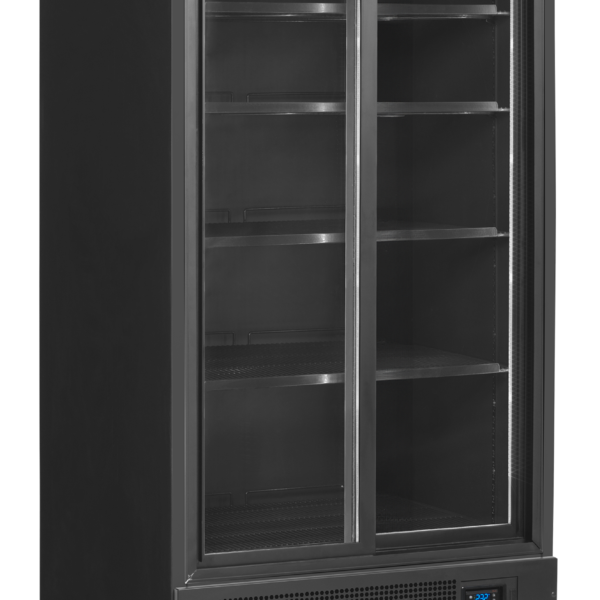 TEFCOLD Zwarte 2-deurs displaykoeler met canopy FSC891S Black