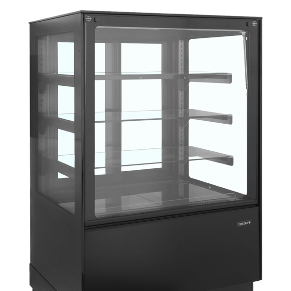 TEFCOLD Koelvitrinecounter met plat glazen front en bovenblad PDA3-CTF90B-1