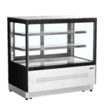 TEFCOLD Koelvitrinecounter met plat glazen front en bovenblad - LPD1200F/BLACK