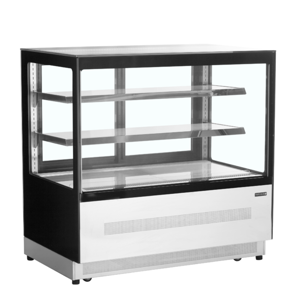 TEFCOLD Koelvitrinecounter met plat glazen front en bovenblad LPD1200F/BLACK