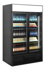 TEFCOLD Zwarte 2-deurs displaykoeler met kap - FSC1200H BLACK - Afbeelding 2