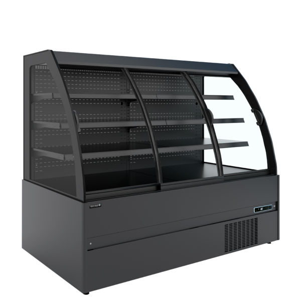 TEFCOLD Compacte zwarte wandkoeler met schuifdeuren MC+B200S Low LED