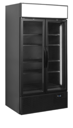 TEFCOLD Zwarte 2-deurs displaykoeler met kap - FSC1000H BLACK
