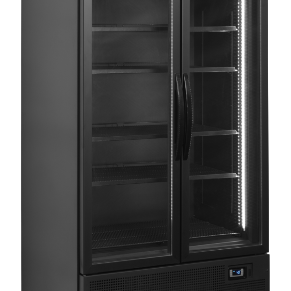 TEFCOLD Zwarte 2-deurs displaykoeler met kap FSC1000H BLACK