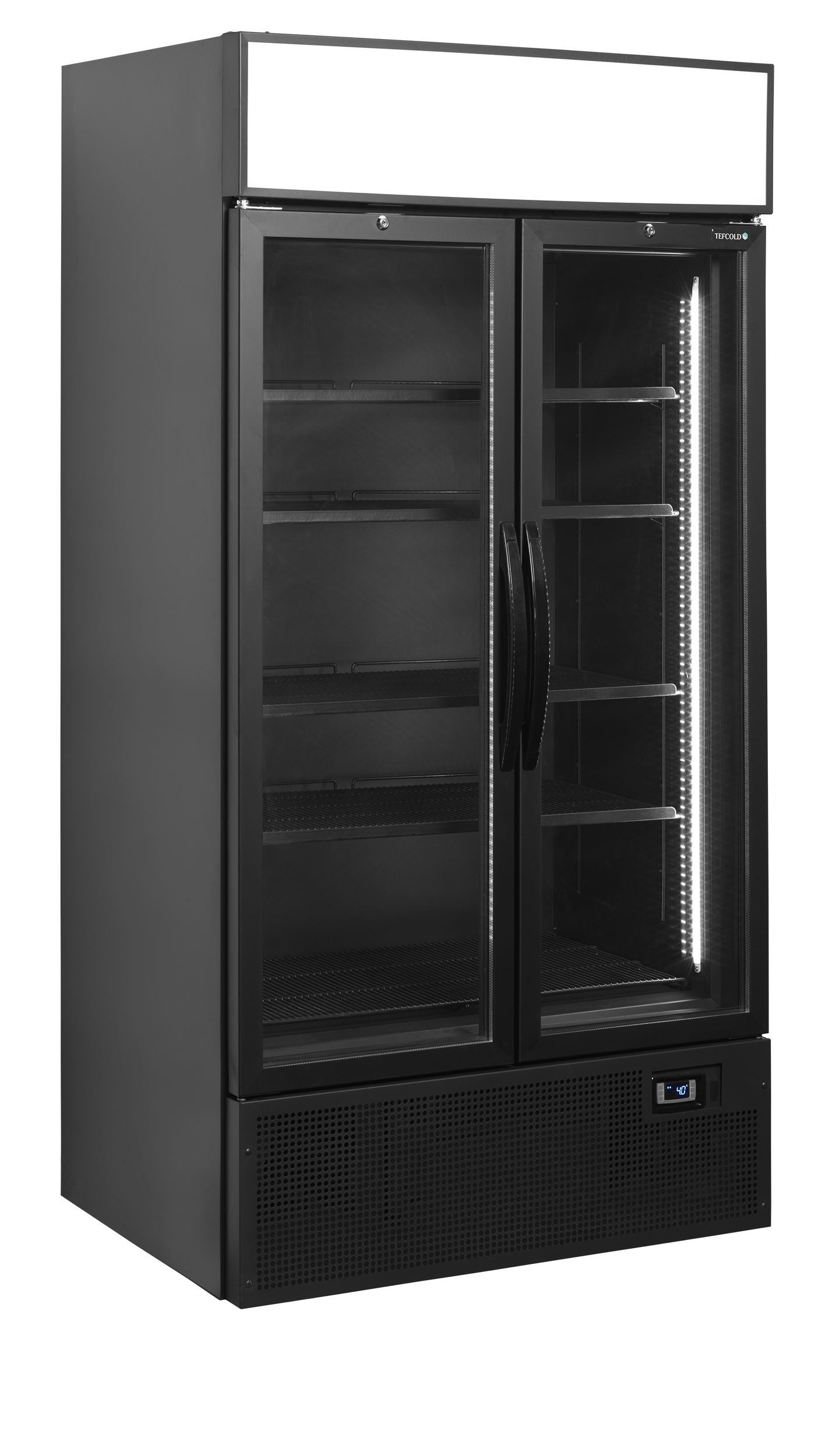 cGVyZmlvbi9iMDhjYzZiZS0yYmEyLTQ2NzUtYWI4Ni1mMDU1NmMxYmUyMTYucG5n TEFCOLD Zwarte 2-deurs displaykoeler met kap - FSC1000H BLACK - Afbeelding 1