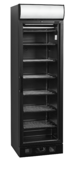 TEFCOLD Zwarte displayvriezer met kap en verwarmde glazen deur - UFSC371GCP Black