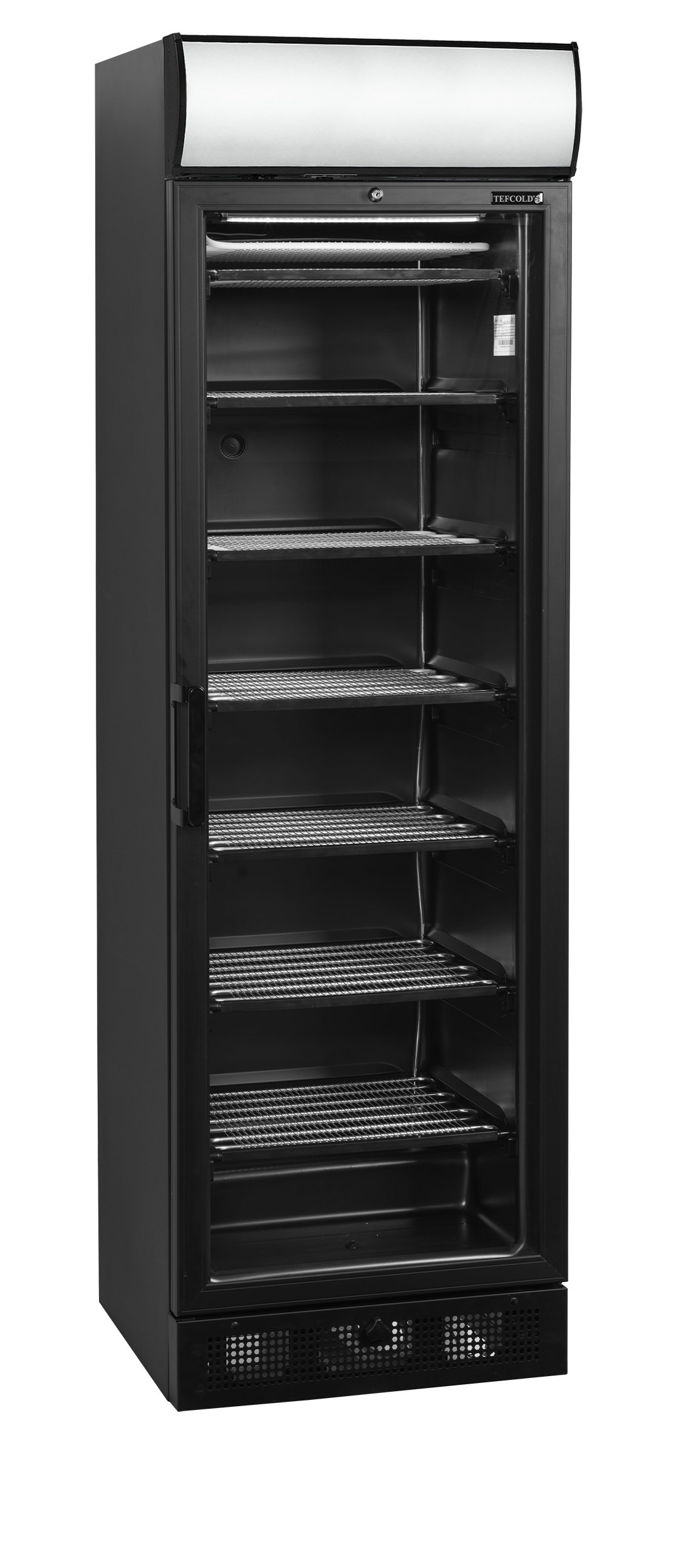 cGVyZmlvbi9iOTBiNjE0MS03MmU5LTQ2ZTgtOTQ1Ny1iY2QyZThmNTJjN2EucG5n TEFCOLD Zwarte displayvriezer met kap en verwarmde glazen deur - UFSC371GCP Black - Afbeelding 1