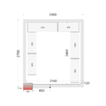 TEFCOLD 120 mm vriescelpanelen met 850 mm brede deur - CR 240x270x220 WD - Afbeelding 2
