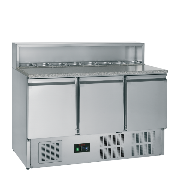 G-Line by TEFCOLD Roestvast stalen pizzacounter met granieten werkblad GP93