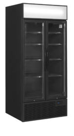 TEFCOLD Zwarte 2-deurs displaykoeler met canopy - FSC891H Black