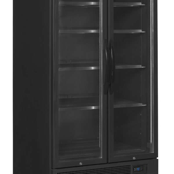 TEFCOLD Zwarte 2-deurs displaykoeler met canopy FSC891H Black
