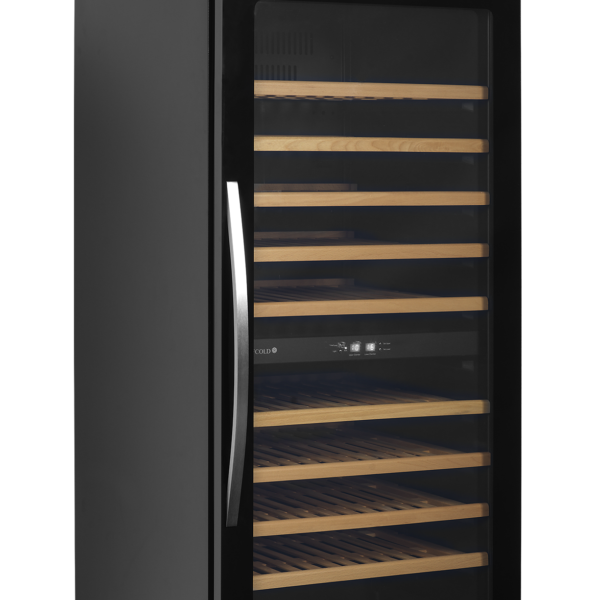 TEFCOLD Zwarte wijnkoeler met glazen deur voor exclusieve presentatie TFW300-2F