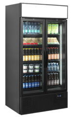 TEFCOLD Zwarte 2-deurs displaykoeler met kap - FSC1000H BLACK - Afbeelding 2