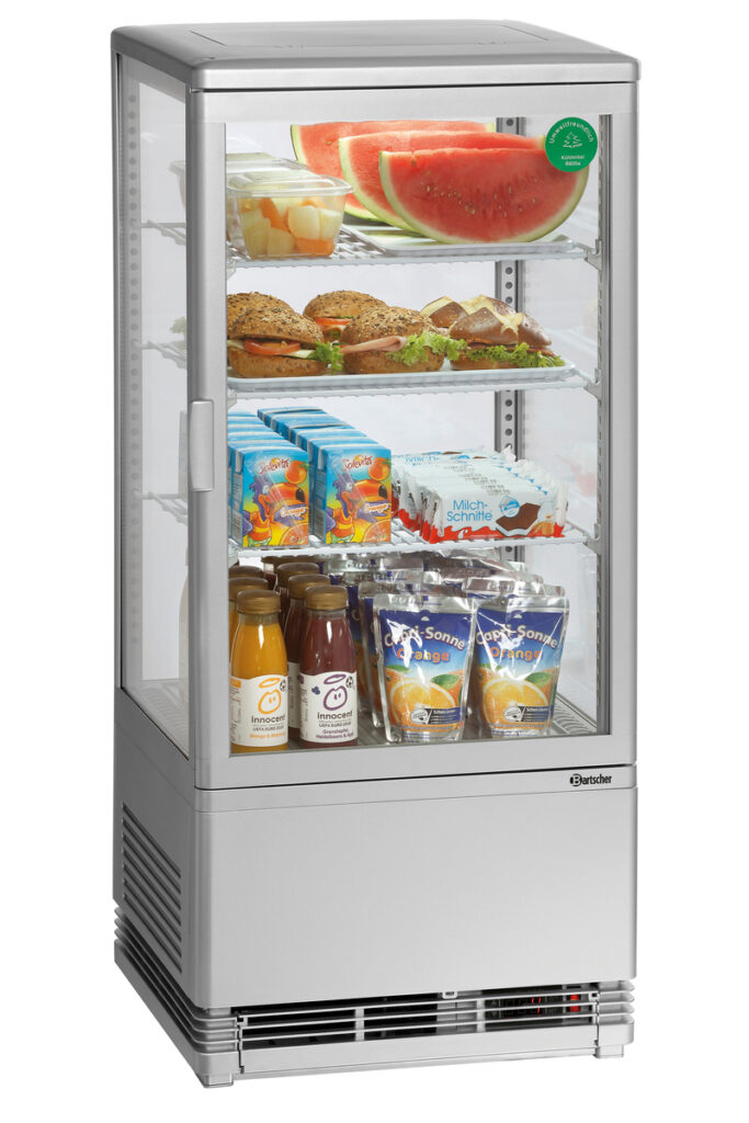 Bartscher Mini-koelvitrine 78L, zilver